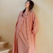 Lian Loungewear bamboo cotton robe and nightgown set with embroidered details, comfortable lounge sleepwear for relaxing at home.