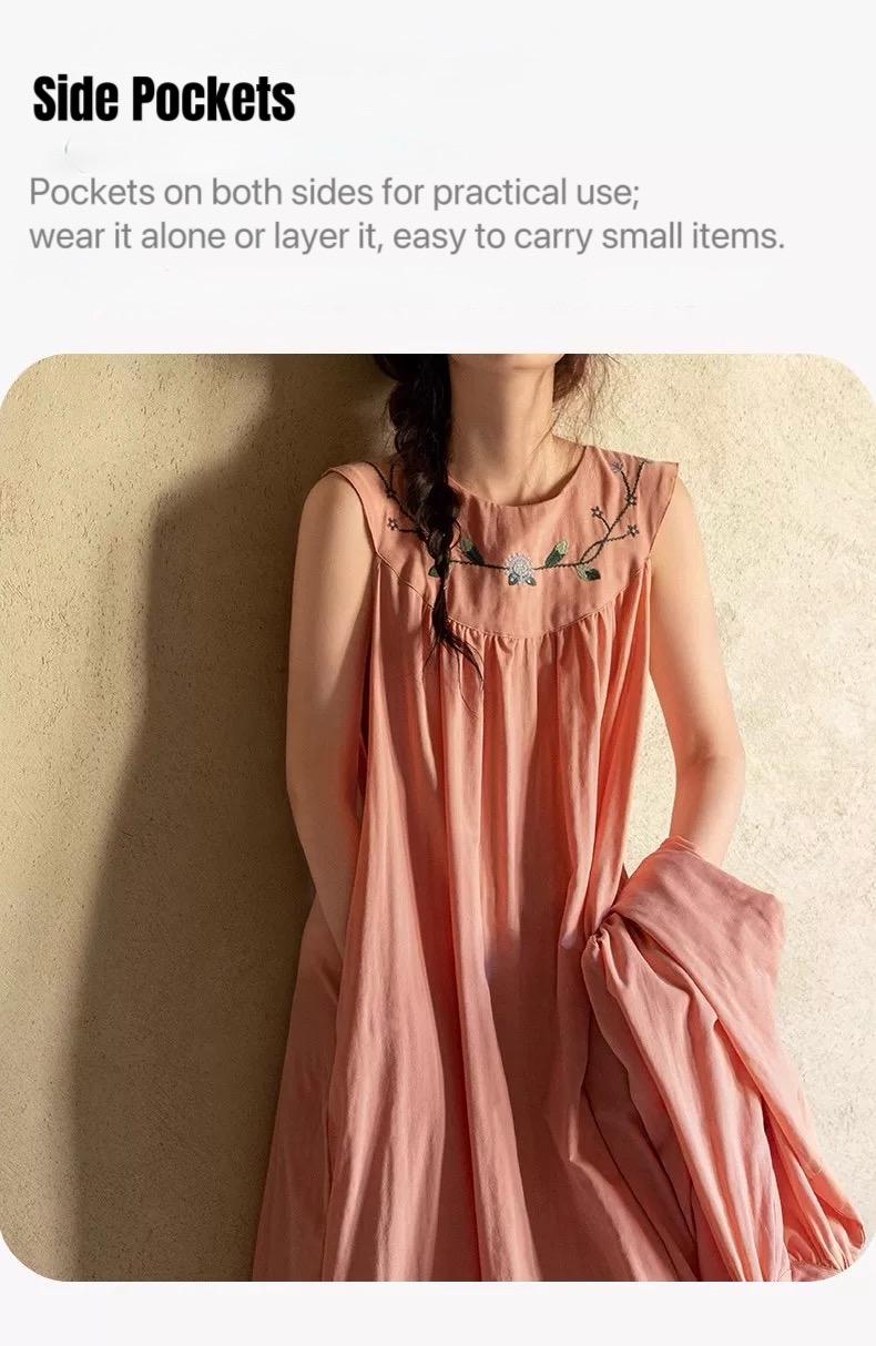 Lian Loungewear bamboo cotton robe and nightgown set with embroidered details, cozy lounge sleepwear for relaxed evenings