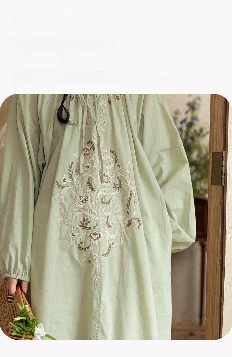 Lian Loungewear bamboo cotton embroidered pajama set with long pants and top, comfortable and stylish sleepwear for women.