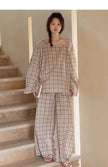 Lian Loungewear bamboo cotton pajama set for women with soft plaid pattern, comfortable loungewear for relaxing evenings