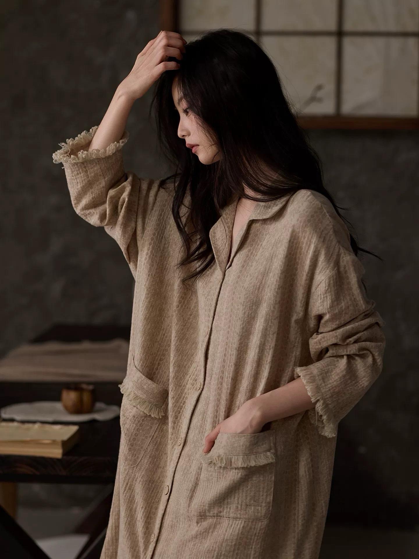 Gauze Cotton Lounge Dress – Bohemian Style – Lian Loungewear Gauze Cotton Lounge Dress – Bohemian Style – Lian Loungewear