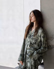 Butterfly Print Cotton Pyjama Set: Oriental Button-Up Loungewear