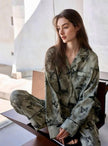 Butterfly Print Cotton Pyjama Set: Oriental Button-Up Loungewear