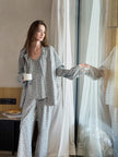 Lian Loungewear floral cotton pajama set with 3 pieces, featuring a top, bottoms, and matching sleep mask for women's loungewear.