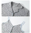 Women's floral cotton pajama set by Lian Loungewear, 3-piece loungewear with matching top, pants, and sleep shorts.