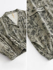 Women's floral cotton pajama set with lace trim by Lian Loungewear, featuring a comfortable, cozy loungewear design.
