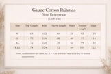 Lian Loungewear gauze cotton pajamas set with embroidered Zen design, soft and comfortable loungewear for relaxing evenings.