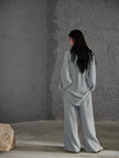 Gauze cotton pajamas set with embroidered Zen design from Lian Loungewear, comfortable loungewear for relaxing at home.