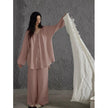 Lian Loungewear gauze cotton pajamas set with embroidered Zen design, soft, breathable loungewear for relaxed comfort.