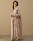 Lian Loungewear Japanese Kimono Robe made of embroidered cotton gauze with intricate design and relaxed fit for comfortable wear.