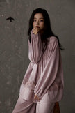 Lian Loungewear natural cotton pajama set with soft lace trim, featuring a relaxed fit and comfortable loungewear design.