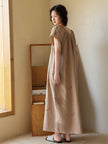 Embroidered cotton gauze nightdress and pants set by Lian Loungewear, soft and breathable sleepwear with delicate embroidery details.