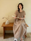 Lian Loungewear embroidered cotton gauze nightdress and pants set, soft and breathable sleepwear with delicate embroidery details.