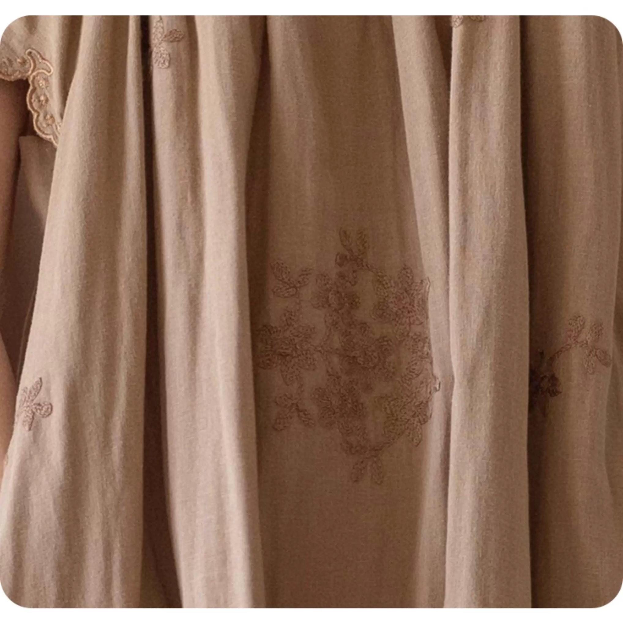 Lian Loungewear embroidered cotton gauze nightdress and pants set, soft and breathable sleepwear with intricate embroidery details.