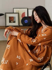 Lian Loungewear embroidered cotton gauze nightdress and pants set, soft and breathable sleepwear with intricate embroidery details.