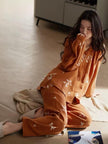 Embroidered cotton gauze nightdress and pants set by Lian Loungewear, soft, breathable sleepwear with intricate embroidery detail.