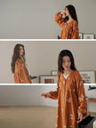 Lian Loungewear embroidered cotton gauze nightdress and pants set, soft and breathable sleepwear with delicate embroidery details.