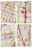 Pink plaid cotton pajama set for women, soft loungewear by Lian Loungewear, featuring a comfortable top and pants.