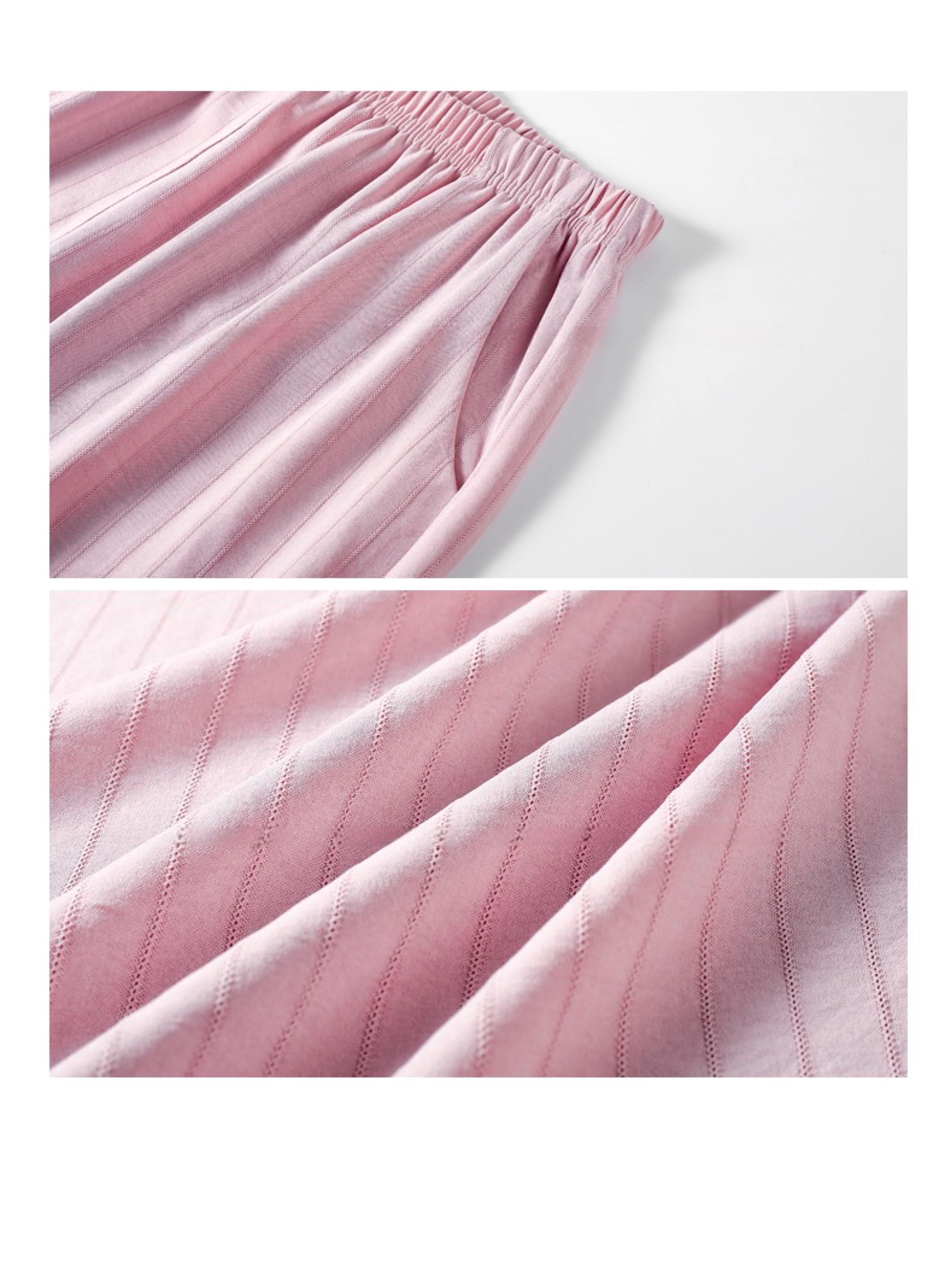 Pink cotton pajamas set for women with lace trim, comfortable lounge sleepwear by Lian Loungewear.