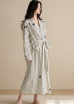 Striped waffle cotton robe by Lian Loungewear with embroidered kitten detail, soft and cozy for comfortable lounging.