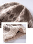 Oatmeal white Fair Isle cashmere beanie by Lian Loungewear featuring Nordic knit pattern, cozy winter hat, perfect for gifting