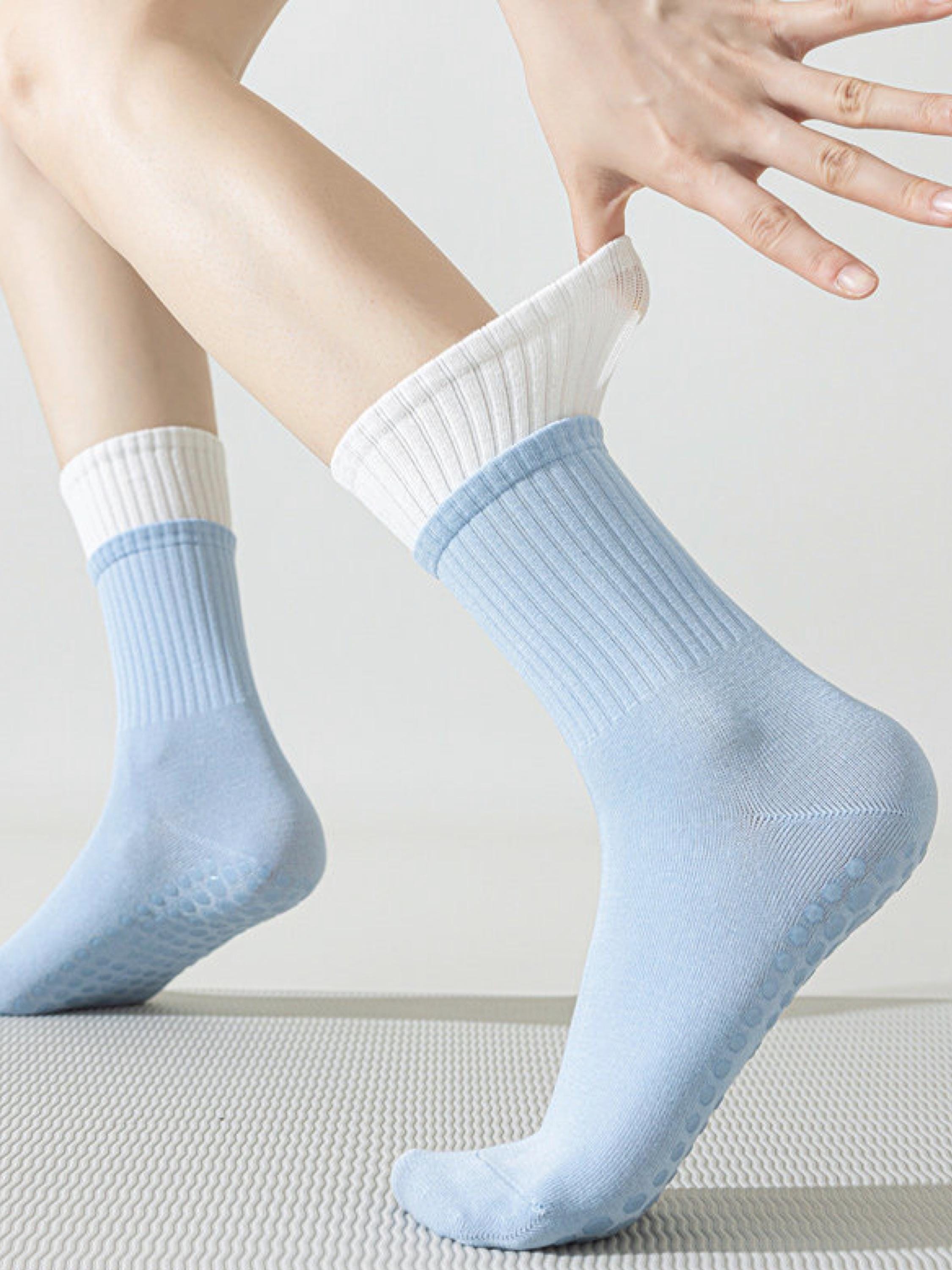 Pink Lian Loungewear Pilates grip socks for women, cotton yoga socks with non-slip sole, relaxed fit for barre and workout activities.