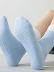 Lian Loungewear pink Pilates grip socks for women, cotton yoga socks with non-slip soles, relaxed fit for barre and workout sessions.