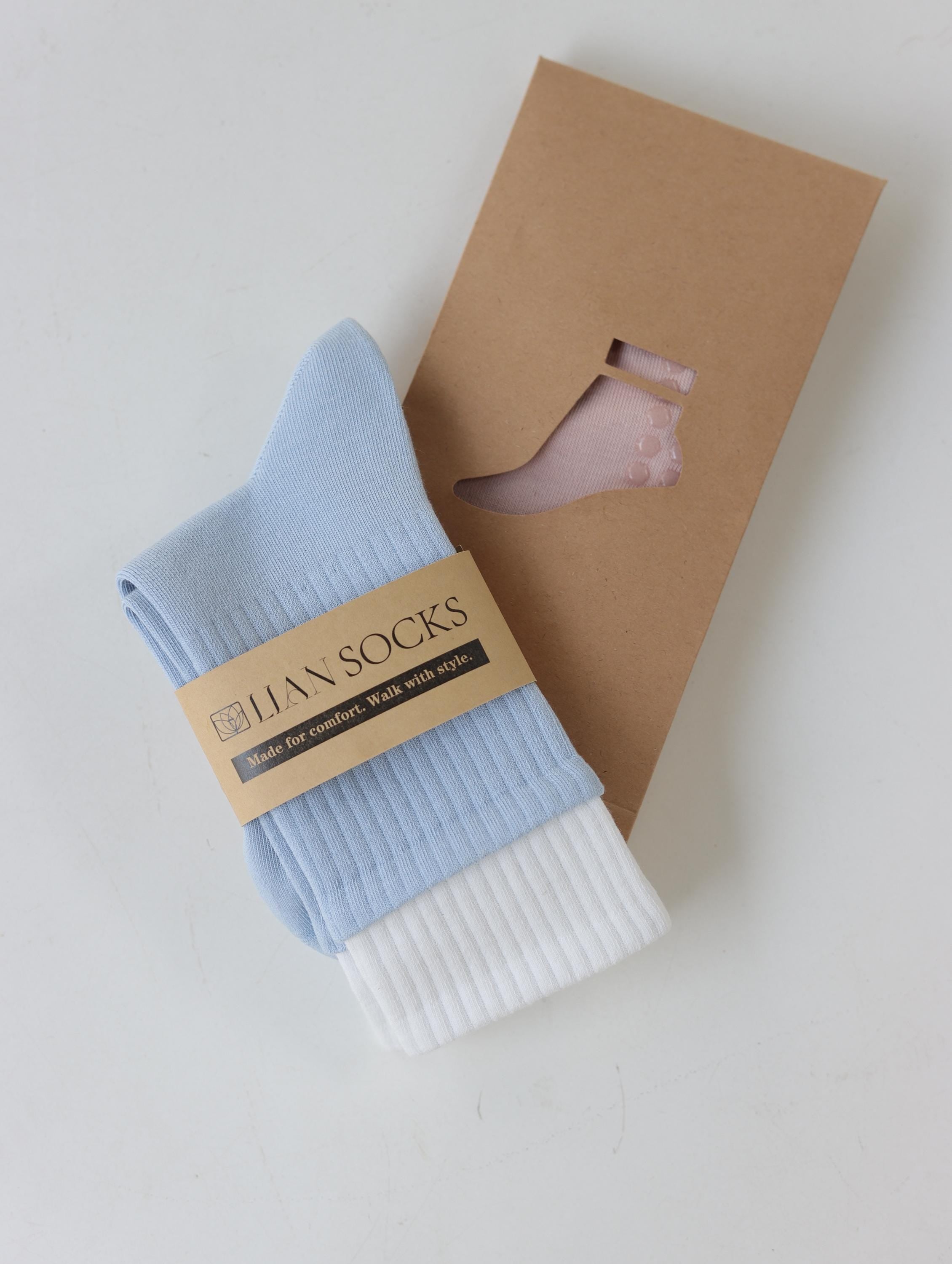 Pink Lian Loungewear Pilates grip socks with cotton, relaxed fit, non-slip soles, ideal for yoga, barre, and workout sessions.