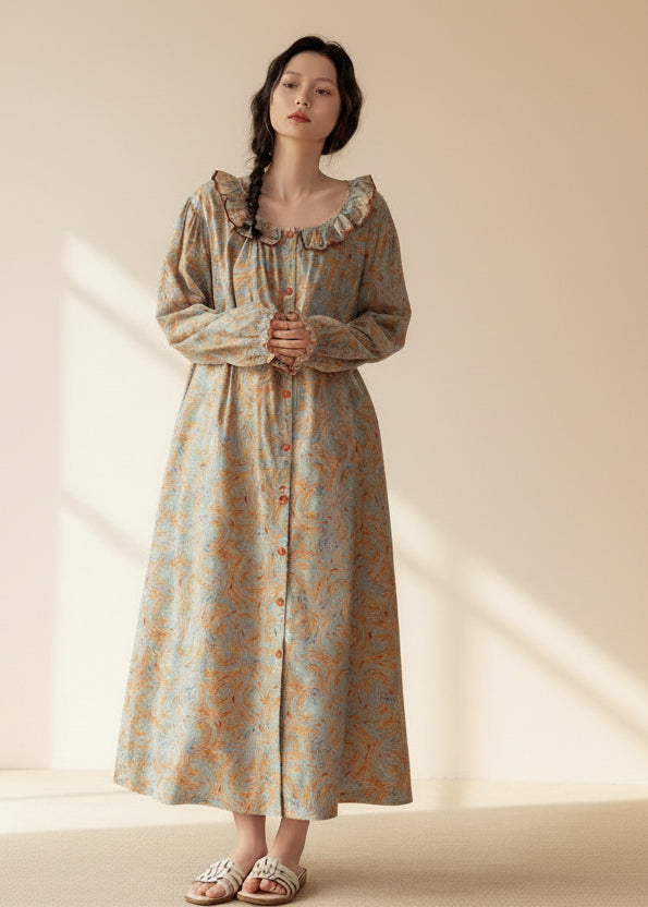 Lian Loungewear bamboo cotton pajama set with lightweight fabric and button-up design, featuring matching top and pants.