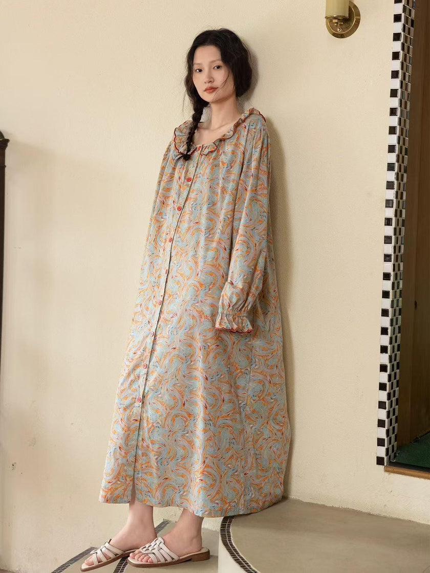 Lian Loungewear bamboo cotton pajama set featuring lightweight fabric and a button-up top, shown in a relaxed fit.