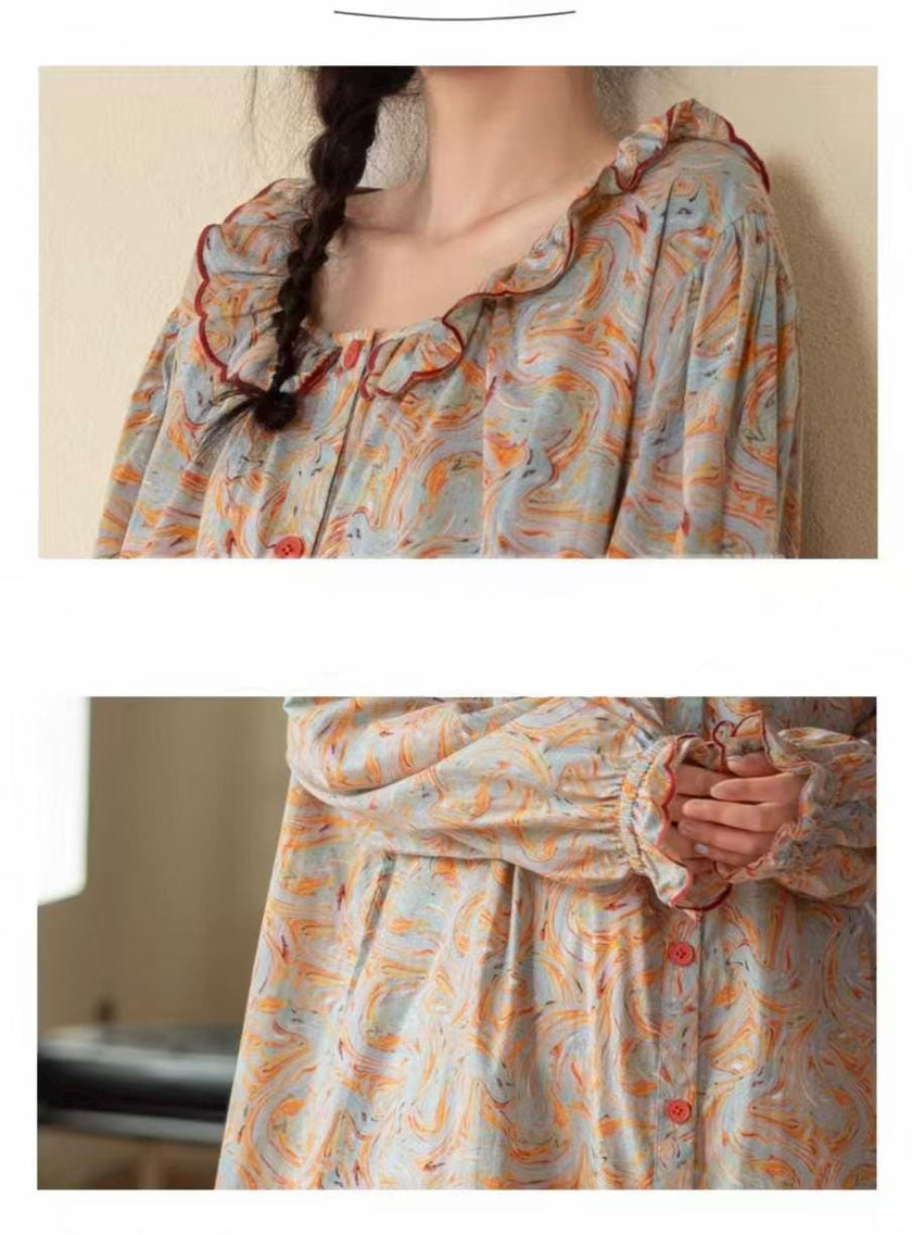 Lian Loungewear bamboo cotton pajama set featuring lightweight fabric and button-up top, perfect for comfortable sleepwear.