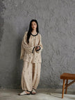 Pink gauze cotton pajama set for women by Lian Loungewear, featuring a relaxed fit and comfortable fabric.