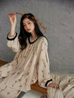 Pink gauze cotton pajama set for women by Lian Loungewear, featuring a comfortable, relaxed fit with short sleeves and pants.