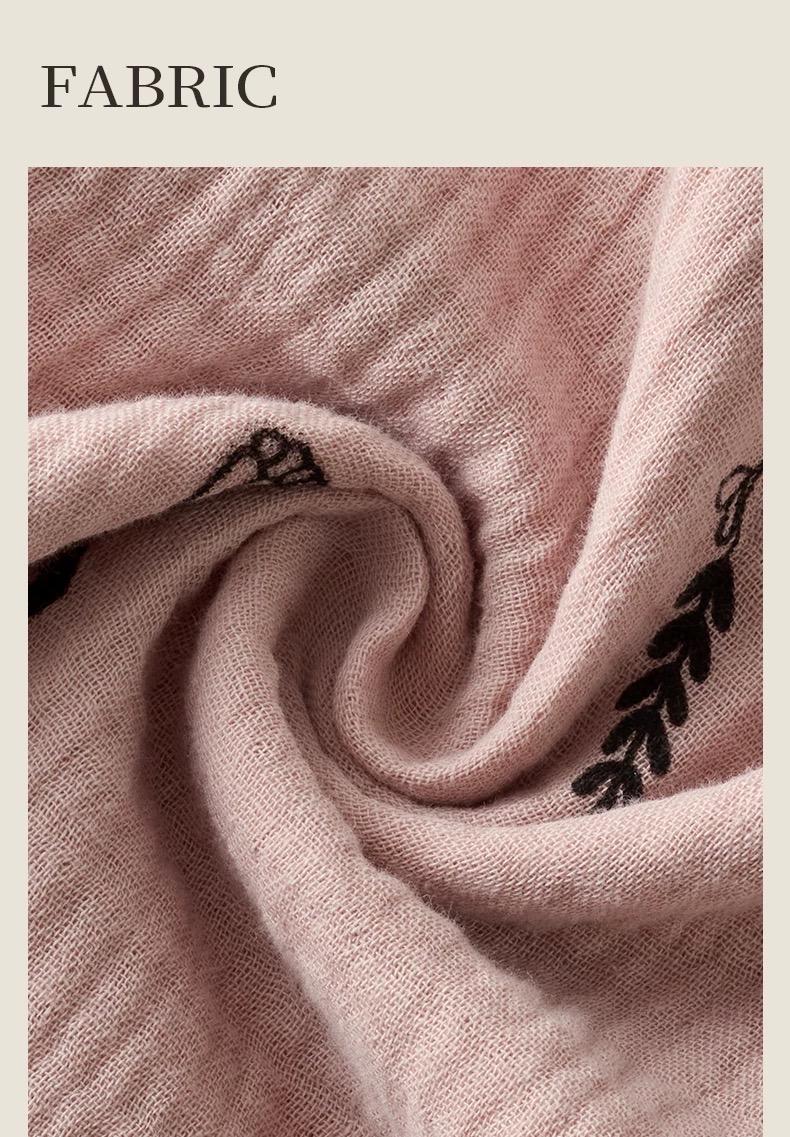 Pink gauze cotton pajama set for women by Lian Loungewear, featuring a relaxed fit and comfortable fabric.
