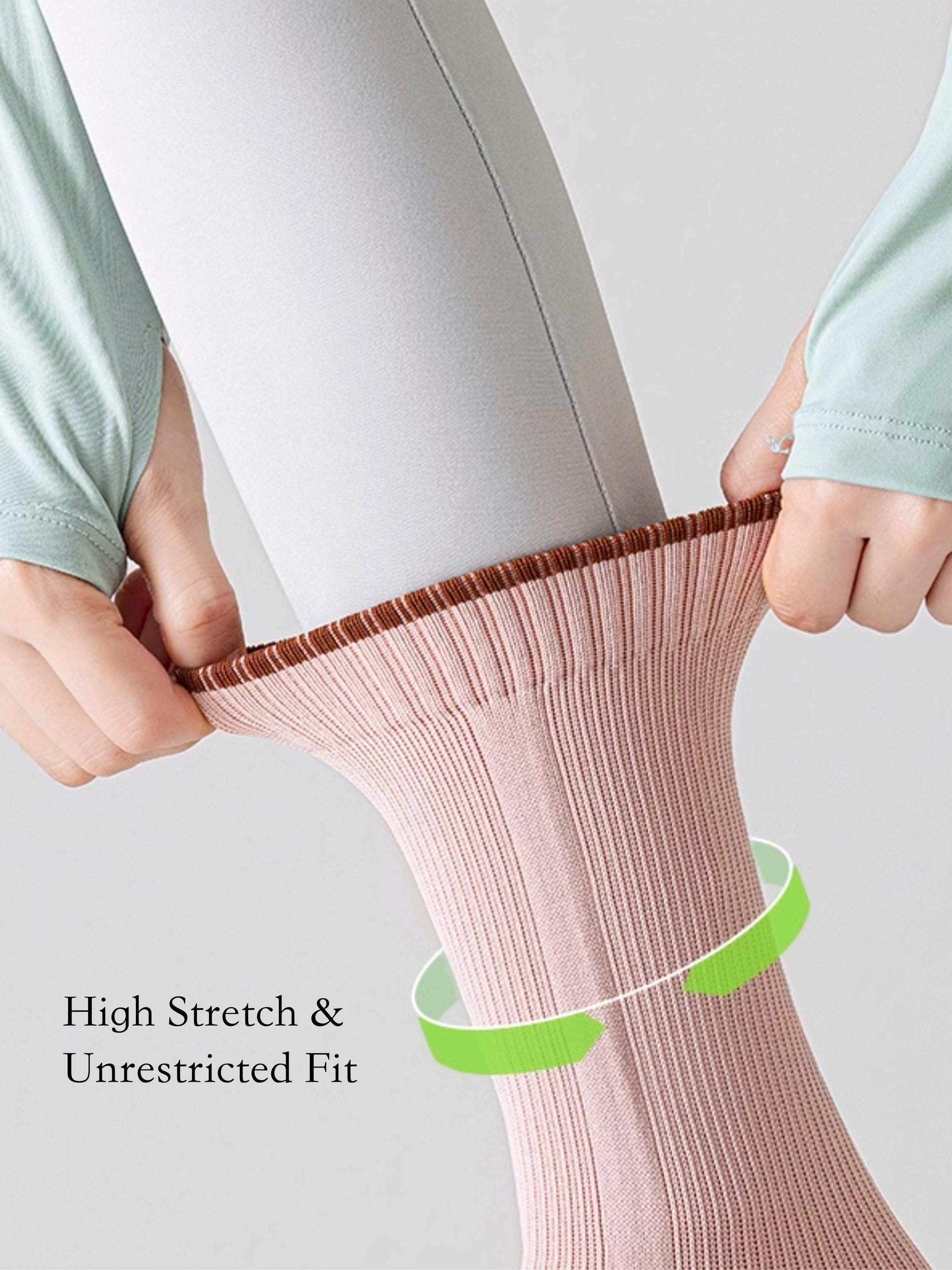 Pink Lian Loungewear Pilates compression socks for women with non-slip grip, arch support, and a snug fit for yoga and barre workouts.