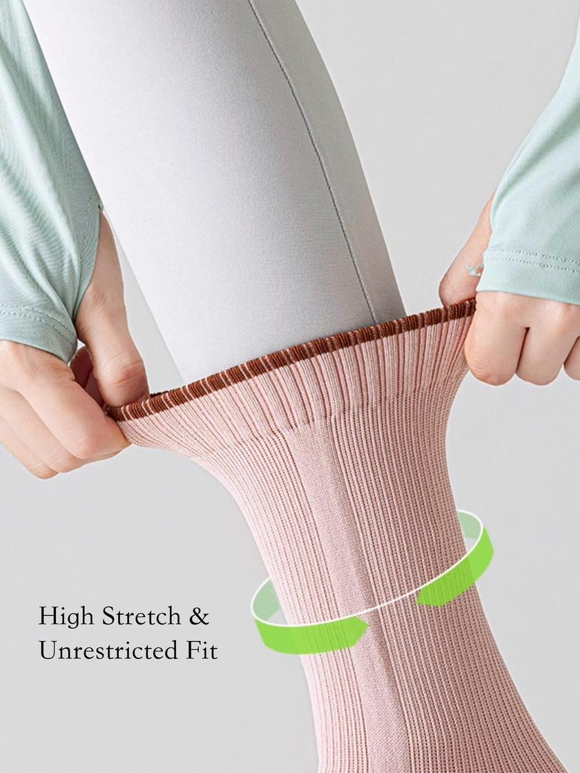 Pink Lian Loungewear Pilates compression socks for women with non-slip grip, arch support, and a snug fit for yoga and barre workouts.