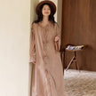 Lian Loungewear bamboo cotton dress and robe set with ruffle trim, featuring a comfortable, stylish loungewear design.