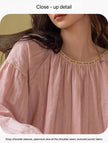 100% Cotton Jacquard Pajama Set Loungewear With Lining Soft Pink, Breathable Soft Muslin Pyjamas