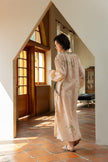 Lian Loungewear embroidered bamboo cotton kimono-style bathrobe, lightweight loungewear with intricate embroidery, full-length design.