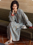 Lian Loungewear bamboo cotton pajama set with lightweight button-up design, featuring a relaxed fit and soft fabric for comfortable lounging.