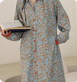 Lian Loungewear bamboo cotton pajama set with lightweight fabric, button-up top, and relaxed fit for comfortable loungewear.