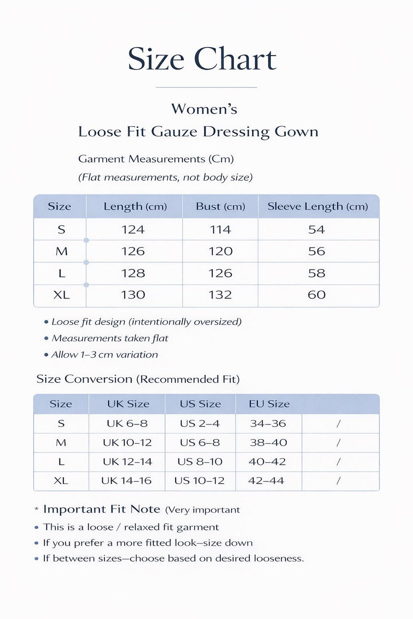 Baby blue gauze cotton dressing gown for women with 3/4 sleeves, loose fit, comfortable nightwear from Lian Loungewear.