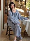 Lian Loungewear bamboo cotton embroidered oversized pajama set in muslin fabric, perfect for lounge-to-street wear, in Christmas gift box.