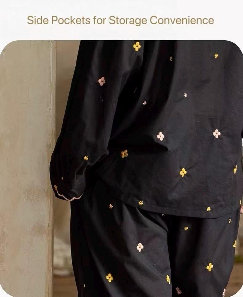Lian Loungewear bamboo cotton pajama set featuring a scalloped Peter Pan collar dress, soft and comfortable sleepwear for women.