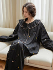 Lian Loungewear bamboo cotton pajama set featuring a scalloped Peter Pan collar dress, soft and comfortable for relaxing wear