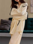 Bamboo embroidered gauze cotton pajama set with kimono-style loungewear from Lian Loungewear, shown in soft fabric and elegant design.