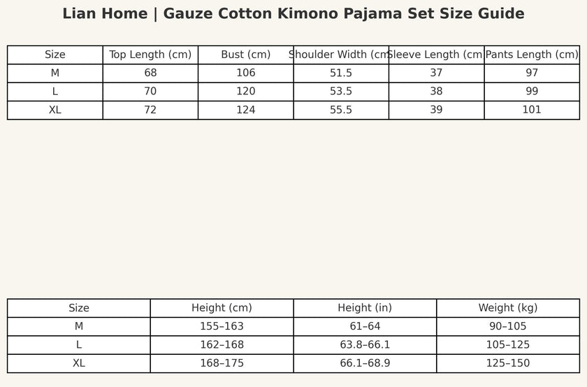 Lian Loungewear bamboo embroidered gauze cotton pajama set with kimono-style top and matching pants, soft and comfortable loungewear.