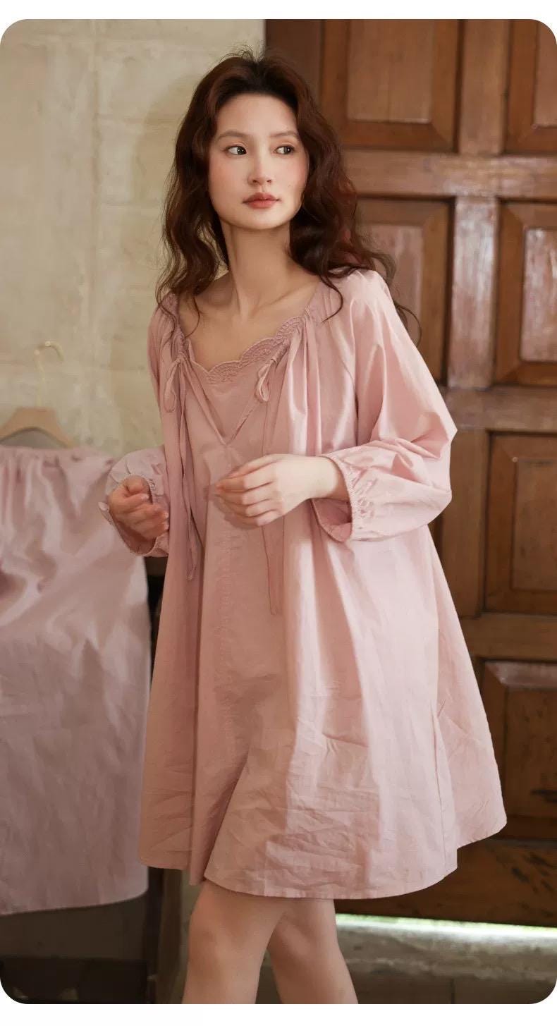 Lian Loungewear bamboo cotton pajama set with long and short pants in beige, comfortable and breathable sleepwear.