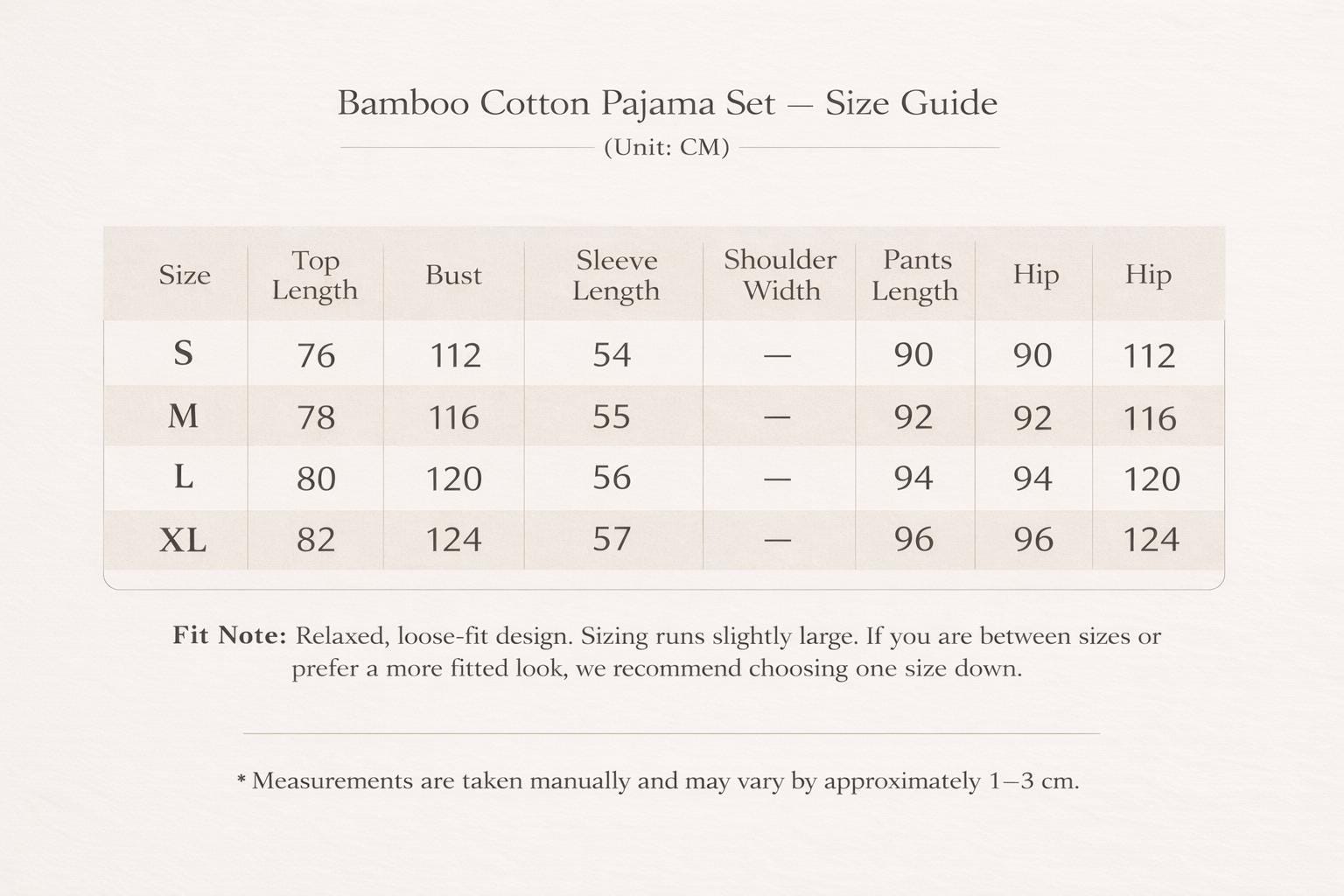 Lian Loungewear bamboo cotton pajama set with long and short pants in beige, comfortable sleepwear for relaxed nights.