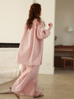 Lian Loungewear bamboo cotton pajama set with long and short pants in beige, soft, comfortable sleepwear for women.
